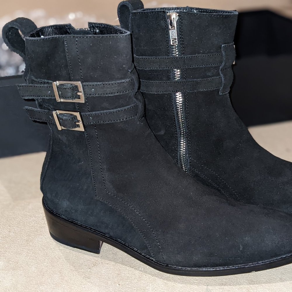 Kollar Clothing Velour Strap Chelsea Boots
